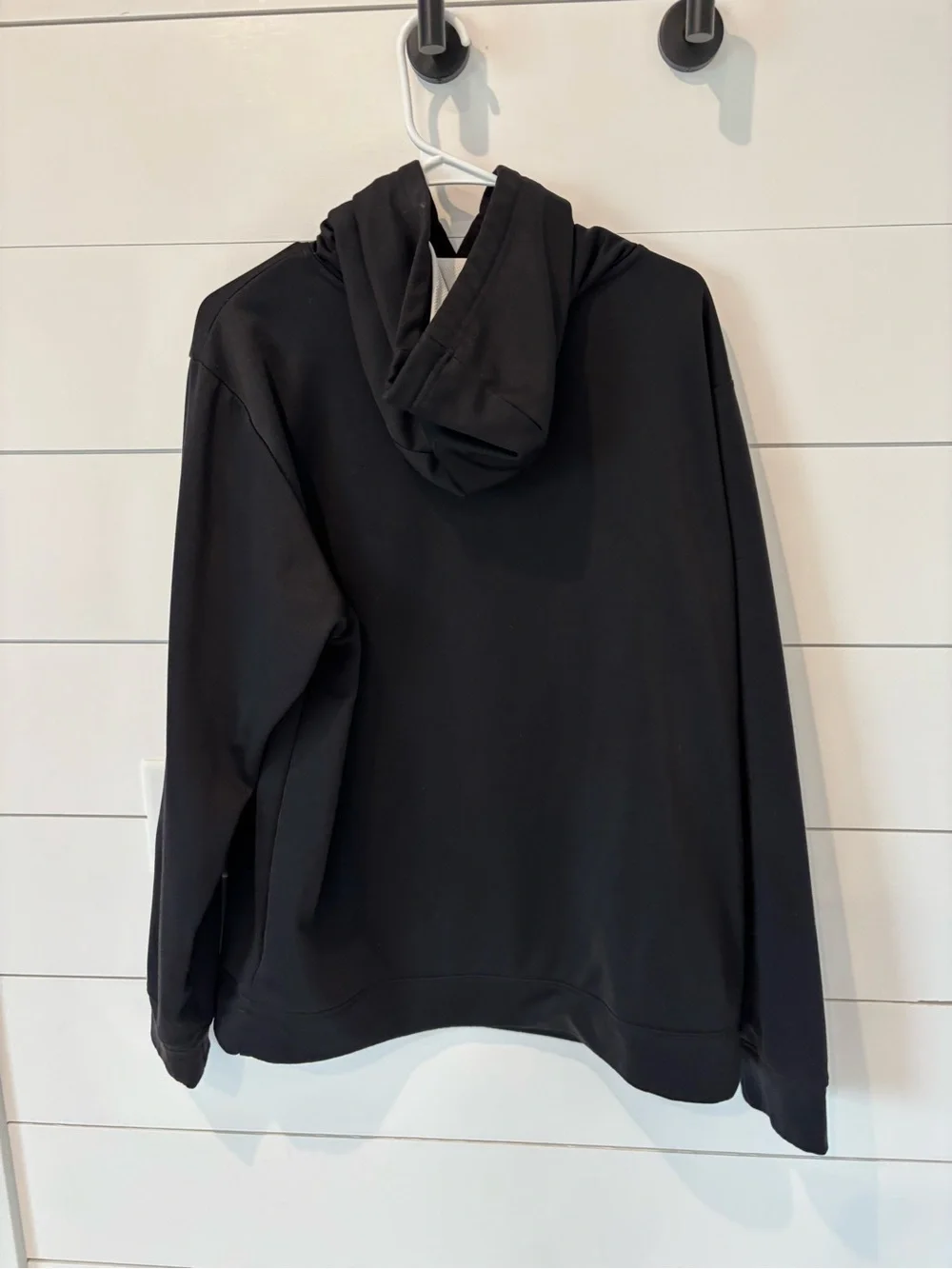The North Face Black Hoodie with Blue and White Logo-Large